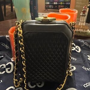 Bally Black Quilted Crossbody Bag with Gold Chain